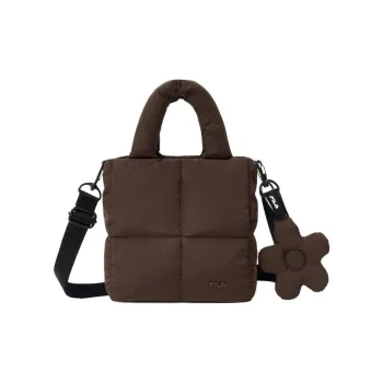 FILA Puffer Polyester Tote Bag Shopping Bag Shoulder Bag Handbag Mini Women's Brown