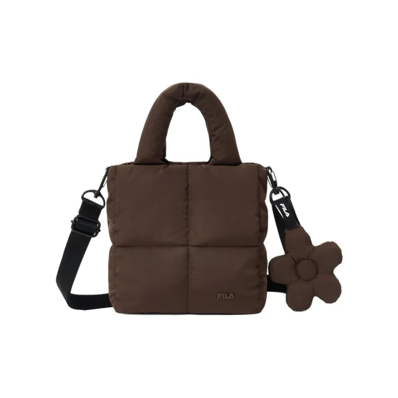 FILA Puffer Polyester Tote Bag Shopping Bag Shoulder Bag Handbag Mini Women's Brown-0