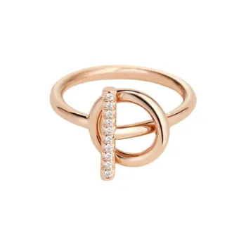HERMES Rose Gold Diamonds Rings Unisex Gold