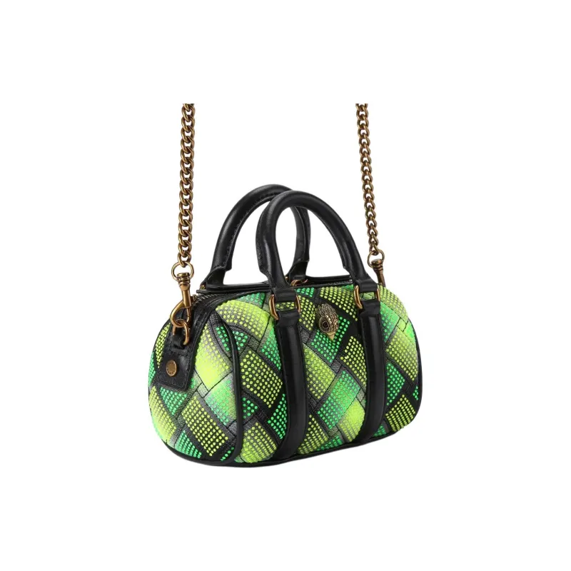 Kurt Geiger London Kensington Denim Boston Bag, One Shoulder Handbag Extra Small Women's Green-1