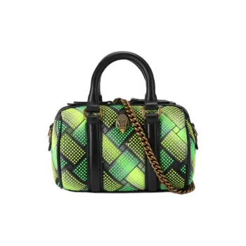Kurt Geiger London Kensington Denim Boston Bag, One Shoulder Handbag Extra Small Women's Green