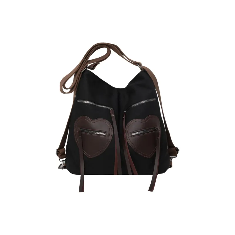 CORE BIRD Fabric Shoulder Bag Women's Ecru/Black/Khaki-6