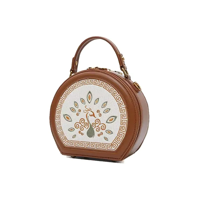 BUHOWE Polyurethane Handbag Women's Brown Fruit Green-2