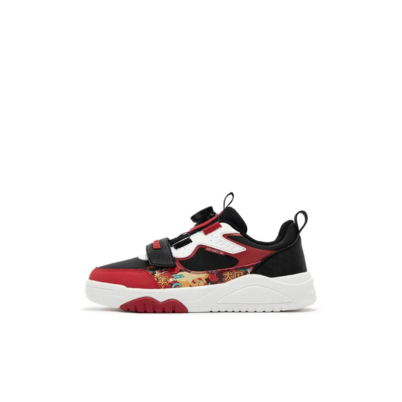 XTEP Wear Resistant Support Low Top Kids' Skateboarding Shoes Black Transcend Red Kids'-0