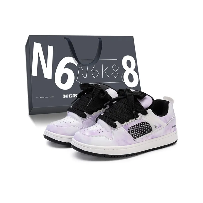 N6K8 Non slip Lightweight Low Top Skateboard Shoes Women's Dazzling Color Gift Box Set-0