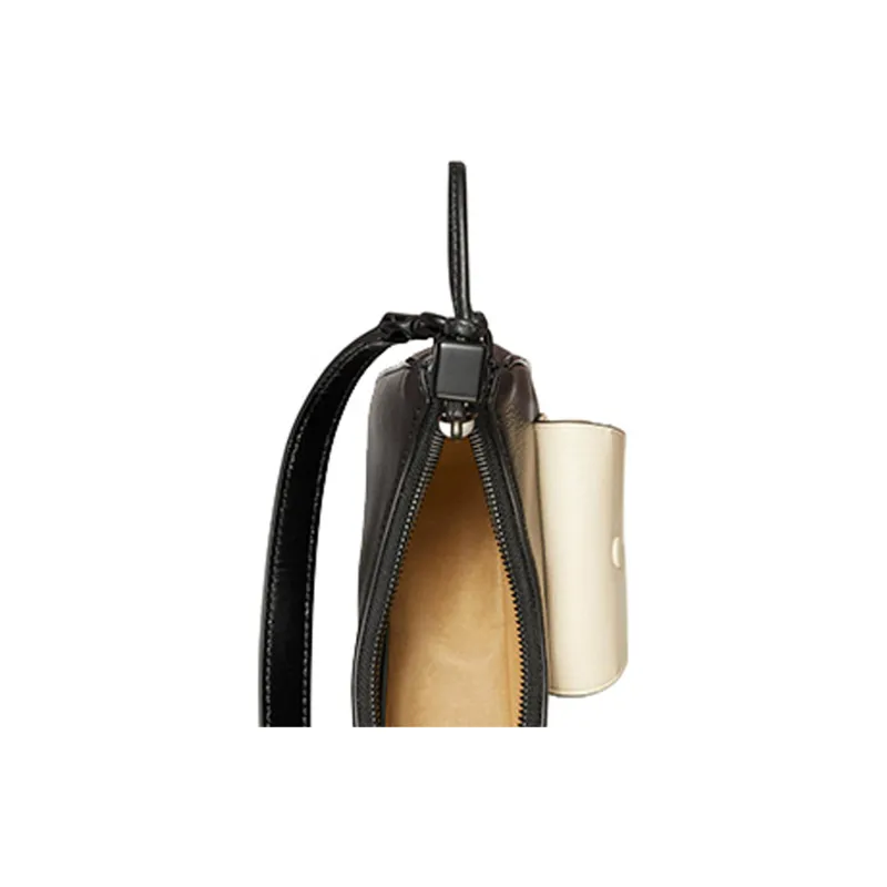 TORY BURCH MERCER Leather Crescent Bag Portable Crossbody Bag Shoulder Bag Women's Black-4