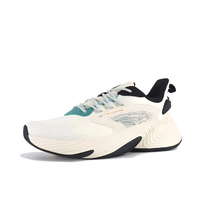 361° Anti-Slip Wear-Resistant Low-Top Running Shoes Men's White Black-1