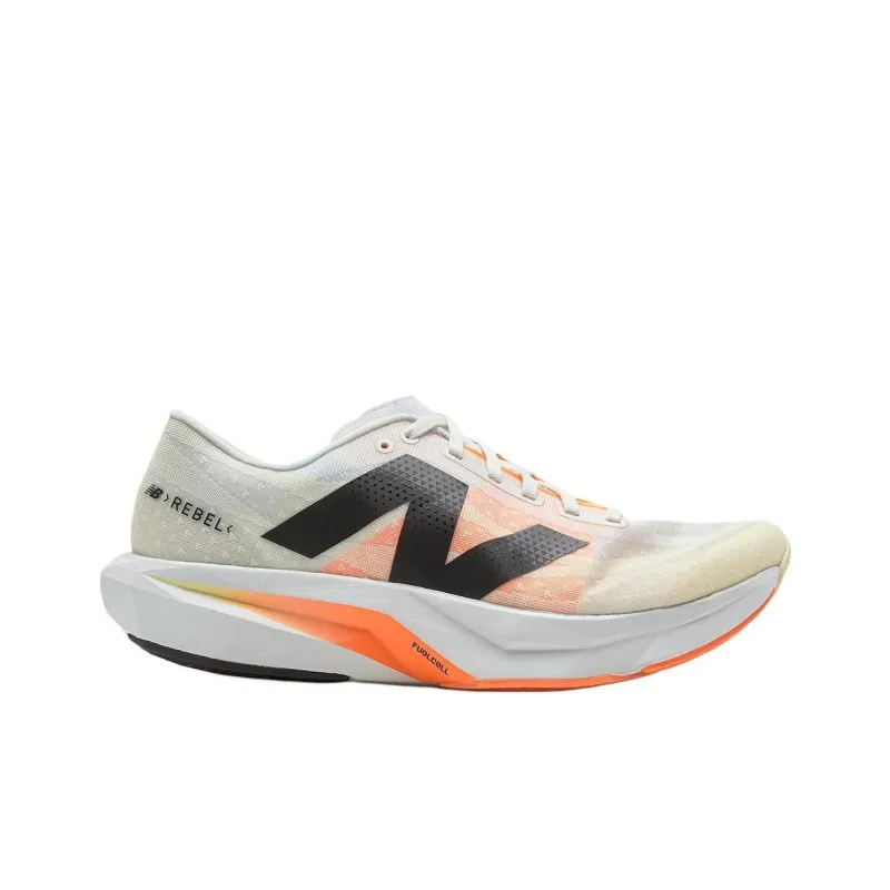 New Balance Rebel V4 Anti Slip Wear Resistant Low Top Running Shoes Women's Beige White Black Loose Fit-1