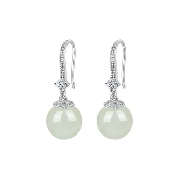 Olampe Hetian Jade Earrings White Jade/Pale Greenish White Jade Women's