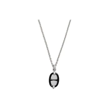 HERMES Palladium Metal Necklaces Women's Black