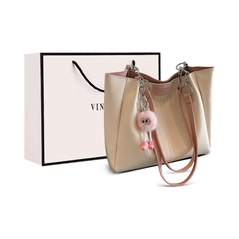 VINEY Cow Leather Shoulder Bag, Tote Bag, Shopping Bag Tubas Women's Pink-0