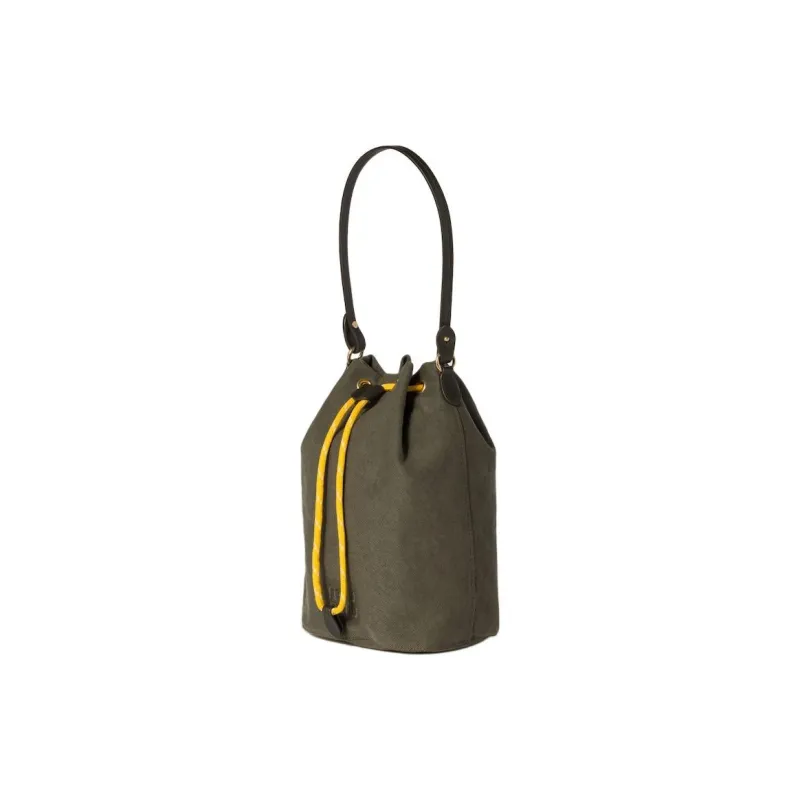 MIU MIU Cotton Bucket Bag Handbag Women's Olive Green-1