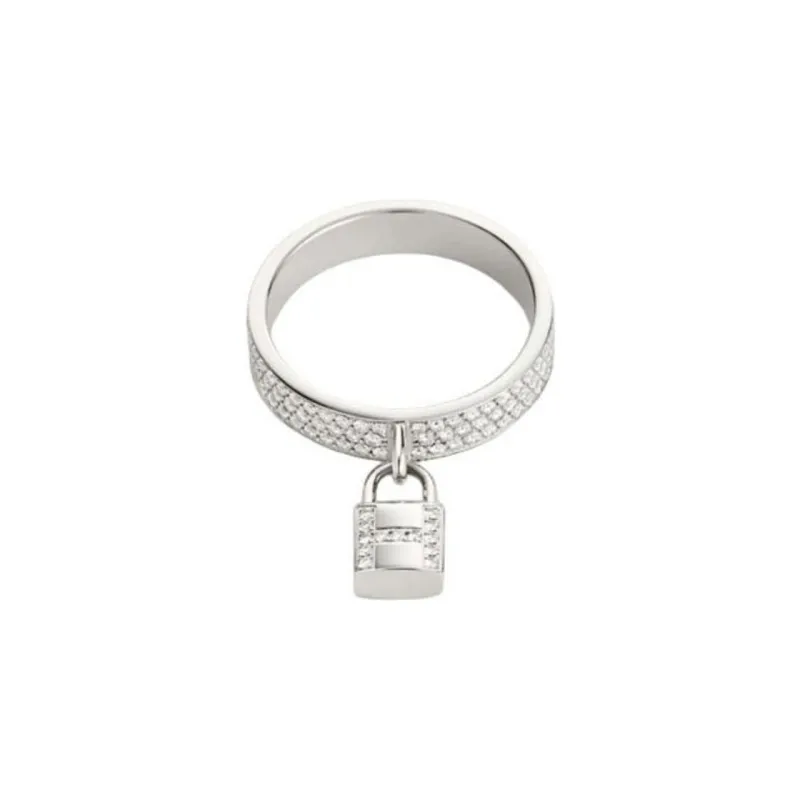HERMES White Gold Diamond Rings Women's Silver-0