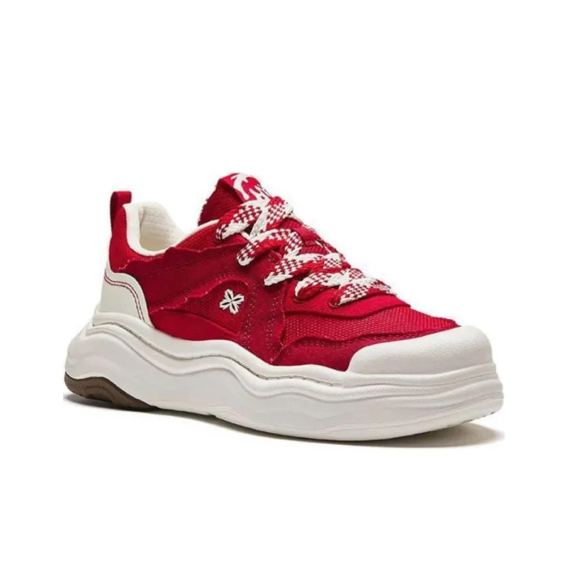 Anta Life Collection Lava Cake Anti-Slip And Wear-Resistant Breathable Low-Top Skateboard Shoes Women's Red White-3