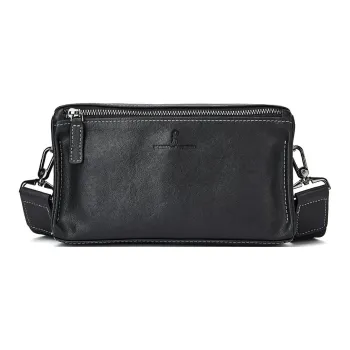 ROBERTA DI CAMERINO Cow Leather Shoulder Bag, Crossbody Bag Regular Men's Black