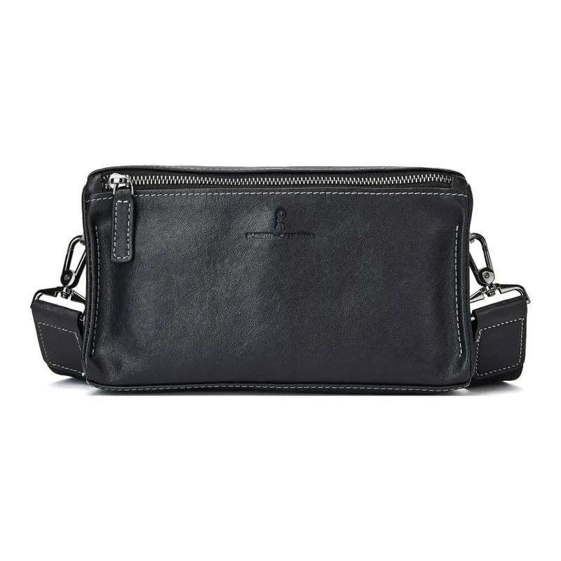 ROBERTA DI CAMERINO Cow Leather Shoulder Bag, Crossbody Bag Regular Men's Black-0