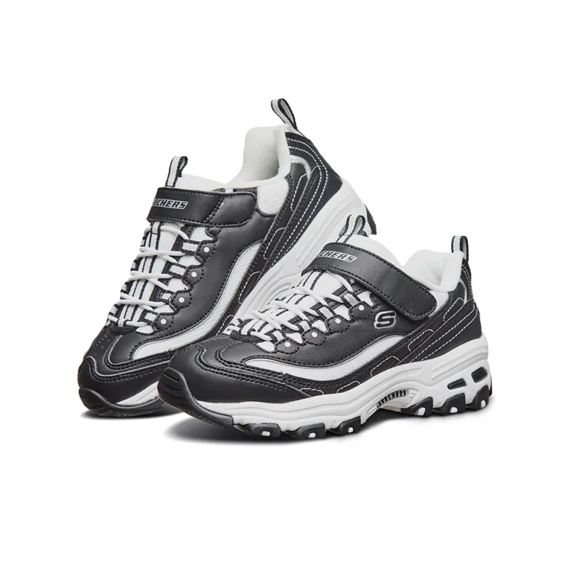 Skechers Abrasion Resistant And Anti Kick Low Top Kids Lifestyle Shoes Black White Teenagers-2