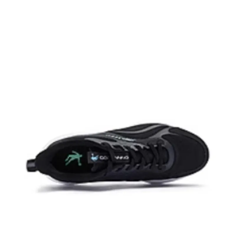 QIAODAN Cushioned Slip Resistant Breathable Lightweight Low Top Running Shoes Men's Black Aurora Green-3