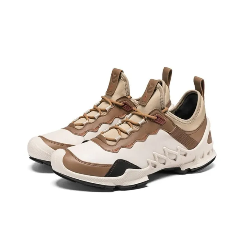 Ecco Great Step Exploration Series Abrasion Resistant Slip Resistant Low Top Casual Running Shoes Men's White Brown-2