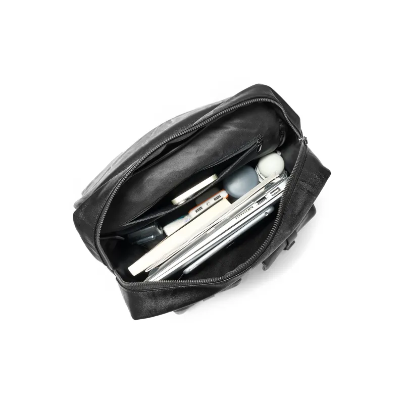 Yawei Kuroda PU Backpack Unisex Black-7