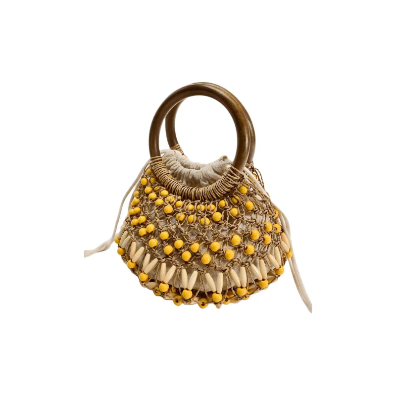 ZARA Paper Bucket Bags Handbags Mini Women's Yellow-2