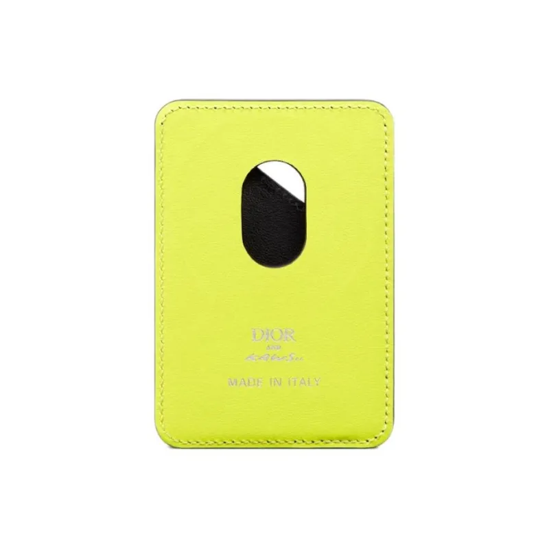 DIOR KAWS Collaboration Cow Leather Card Holder Women's Black-1