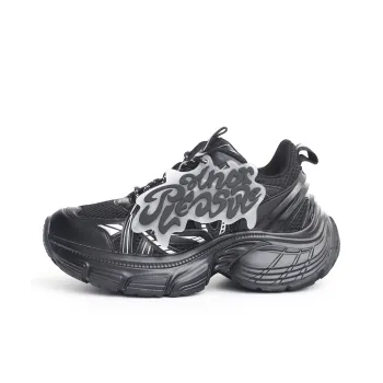 PAIN OR PLEASURE Abrasion Resistant Low Top Chunky Sneakers Unisex Black