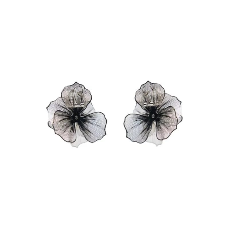 ZARA Metal Brass Glass Steel Resin Titanium Earrings Women's Silver-1