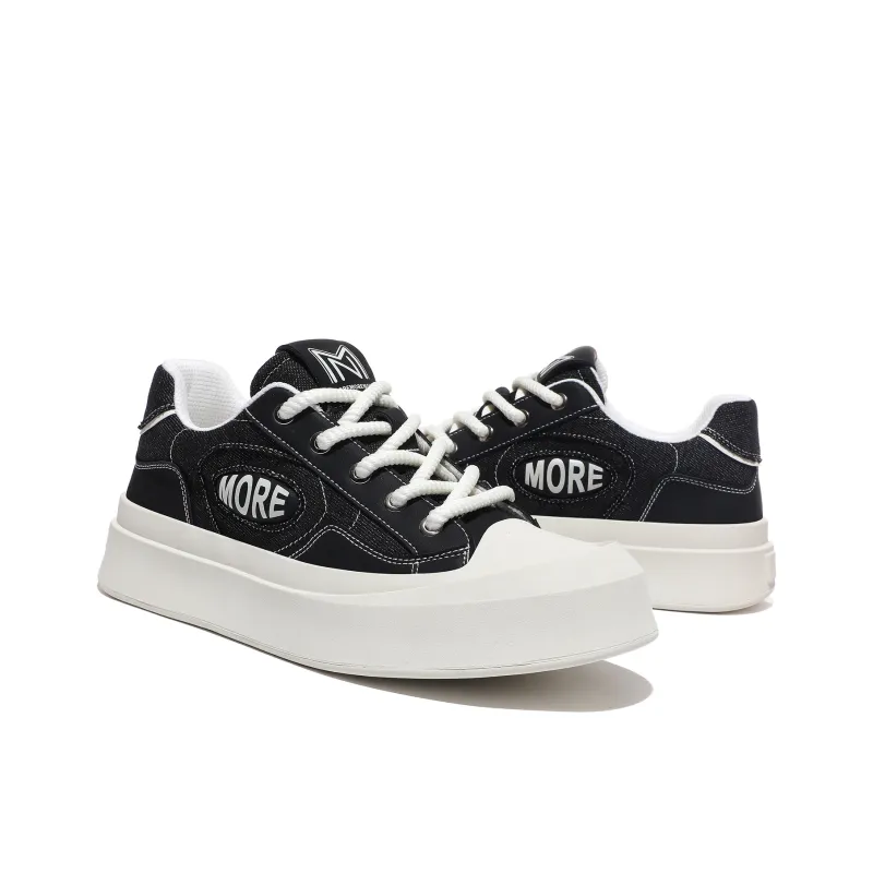 MOREMORENOISE Coverage Breathable Slip Resistant Low Top Canvas Shoes Unisex White Black-2