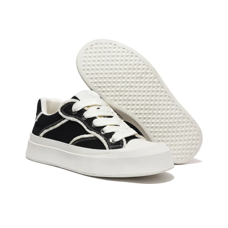 MOREMORENOISE Coverage Balance Wear Resistant Lightweight Slip Resistant Low Top Canvas Shoes Unisex White Black-5