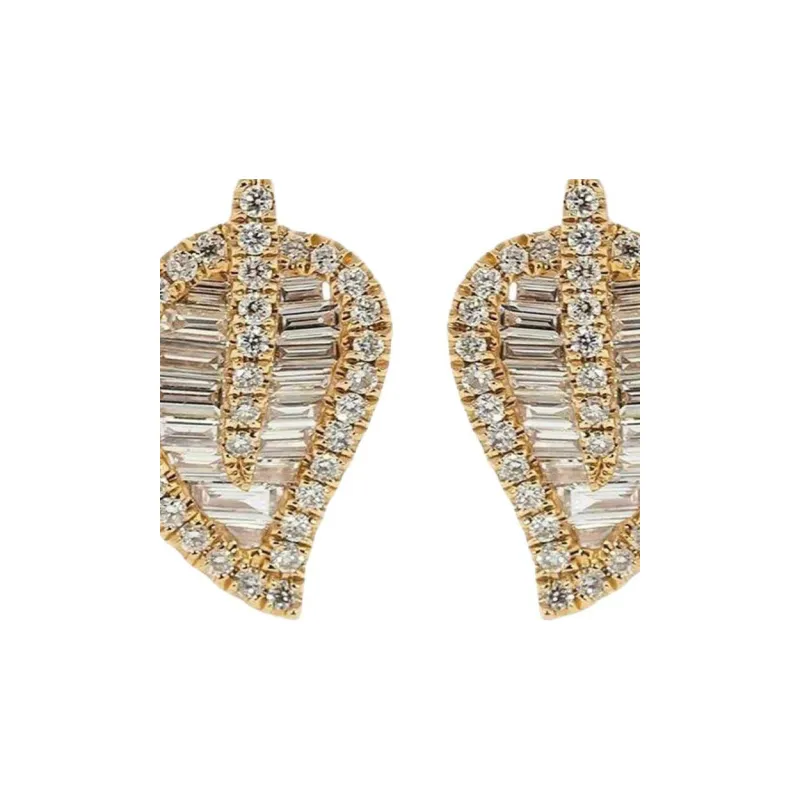 Anita Ko 18K Rose Gold Small Leaf Diamond Stud Earrings-1