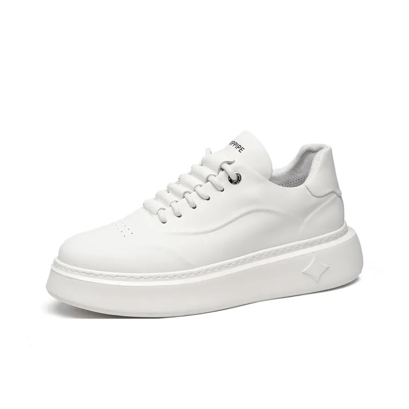 TRUMPPIPE Small White Shoes Height Increasing Low Top Stylish Skateboarding Shoes Men's-1