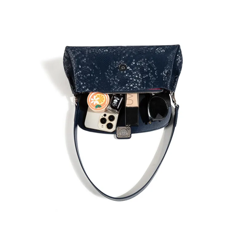 CentarlKatty Polyurethane Shoulder Bag Women's Snake Scale Blue-4