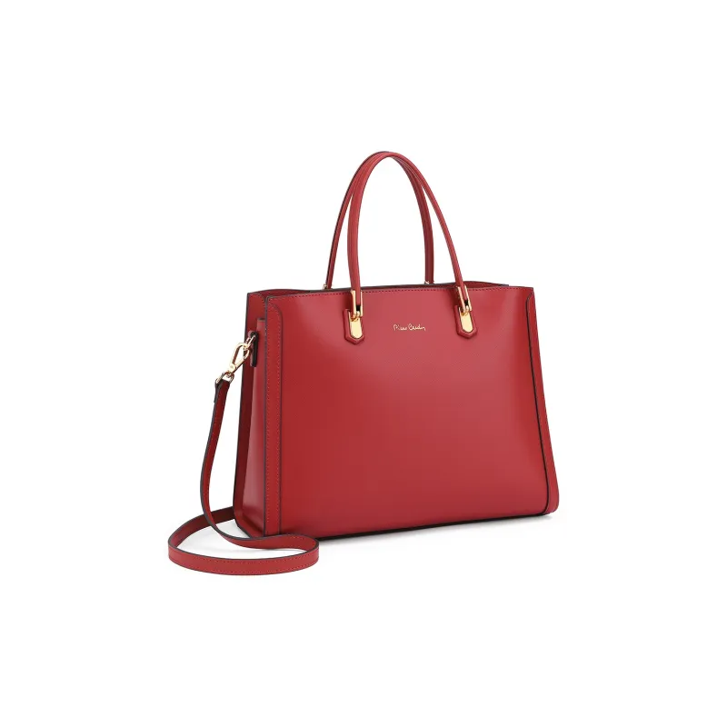 PIERRE CARDIN Genuine Leather Cow Leather Shoulder Bag Crossbody Tote Regular Women's Red/Khaki-1