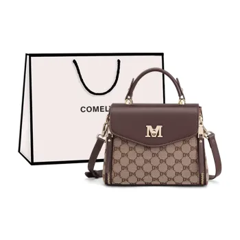 COMELY Fabric With Synthetic Leather Shoulder Bag Crossbody Bag Regular Women's Coffee