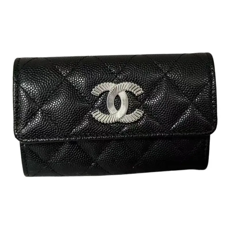 CHANEL Caviar Leather Wallet Women's Black-0
