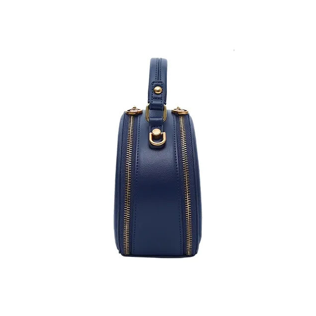 BUHOWE Polyurethane Small Round Bag Handbag Women's Blue-4