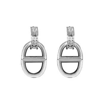 HERMES 925 Sterling Silver Earrings Unisex Silver