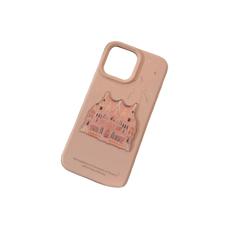 QIZHENG ABS+PC Material Laser Pink Castle Phone Case Compatible With Apple 16 Pro Max/15/14/13/12/11-4