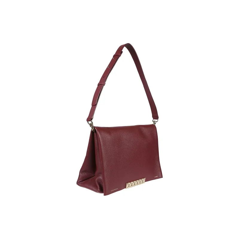Victoria Beckham Cow Leather Shoulder Bag Tubas Women's Burgundy-1