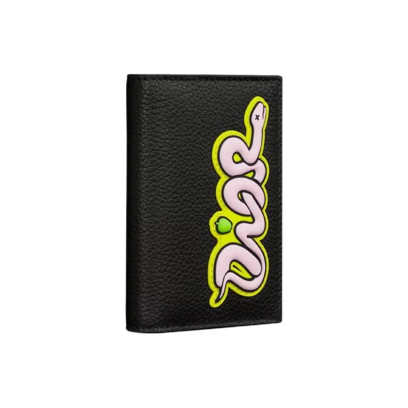 DIOR KAWS Collaboration Cow Leather Card Holder Men's Black-1