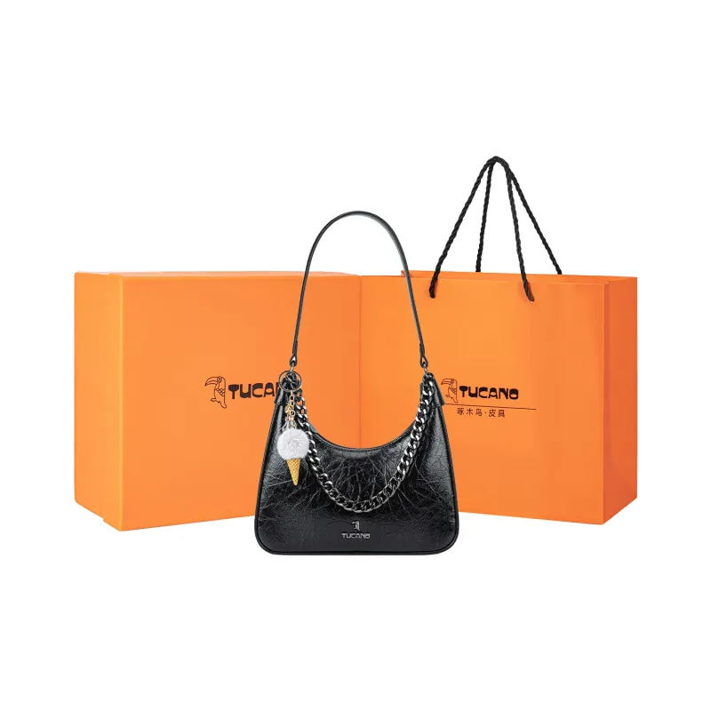 TUCANO Cow Leather One Shoulder Shoulder Bag Handbag Crossbody Bag Regular Women's Brown/Black-4
