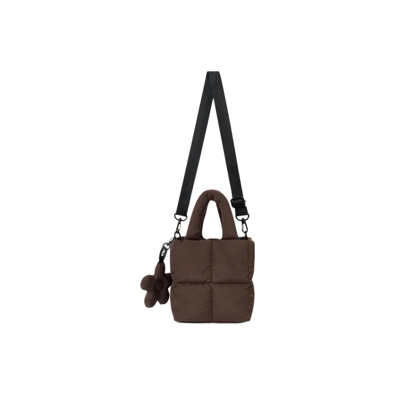 FILA Puffer Polyester Tote Bag Shopping Bag Shoulder Bag Handbag Mini Women's Brown-1
