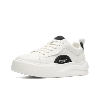 BUFFALO BOUND Anti-Slip Wear-Resistant Low-Top Skateboard Shoes Men's White Black