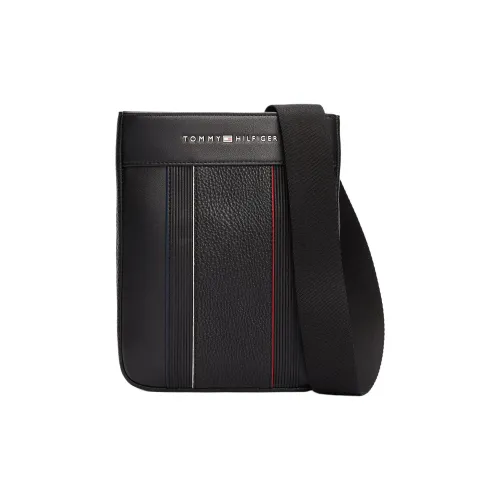 Tommy Hilfiger Leather Messenger Bag Shoulder Bag Crossbody Bag Small Size Men's Black