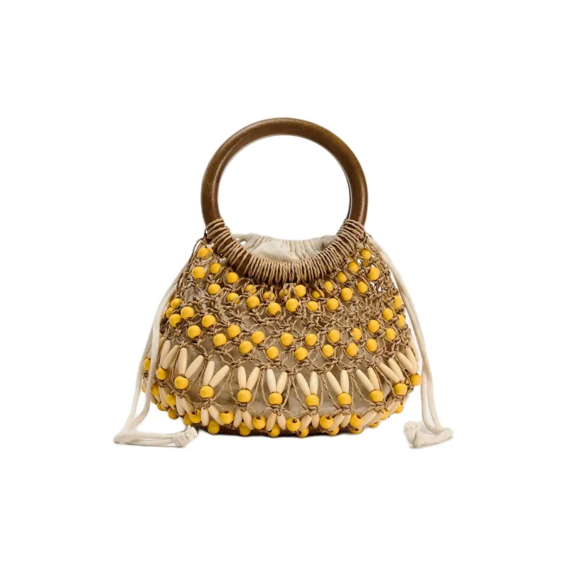 ZARA Paper Bucket Bags Handbags Mini Women's Yellow-0