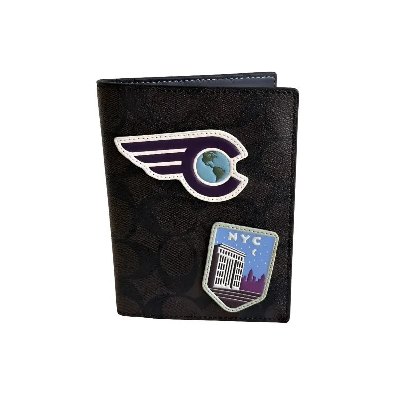 COACH PVC Wallet, Card Holder, Passport Holder Men's Dark Coffee-1