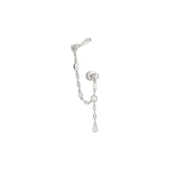 HERMES 18K White Gold Earrings Unisex Silver