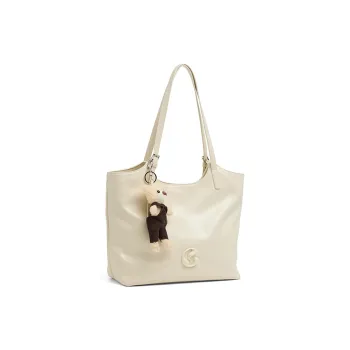 JACD PU Tote Bag, Shopping Bag, Shoulder Bag Women's White