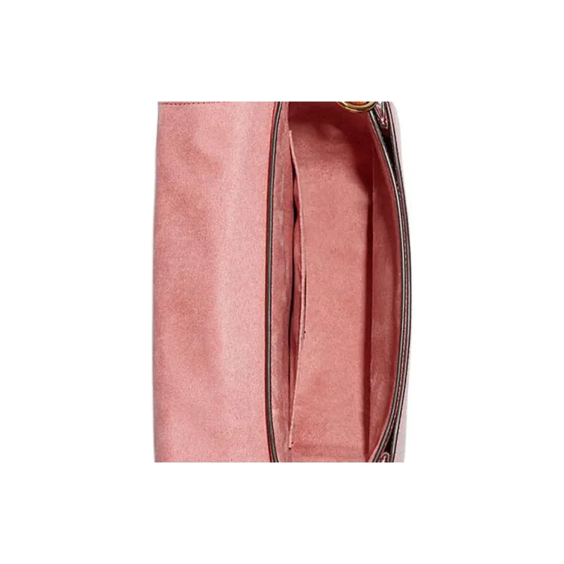 COACH Kleo Pebbled Leather Shoulder Bag Women's Pink Orange Dark Pink-4